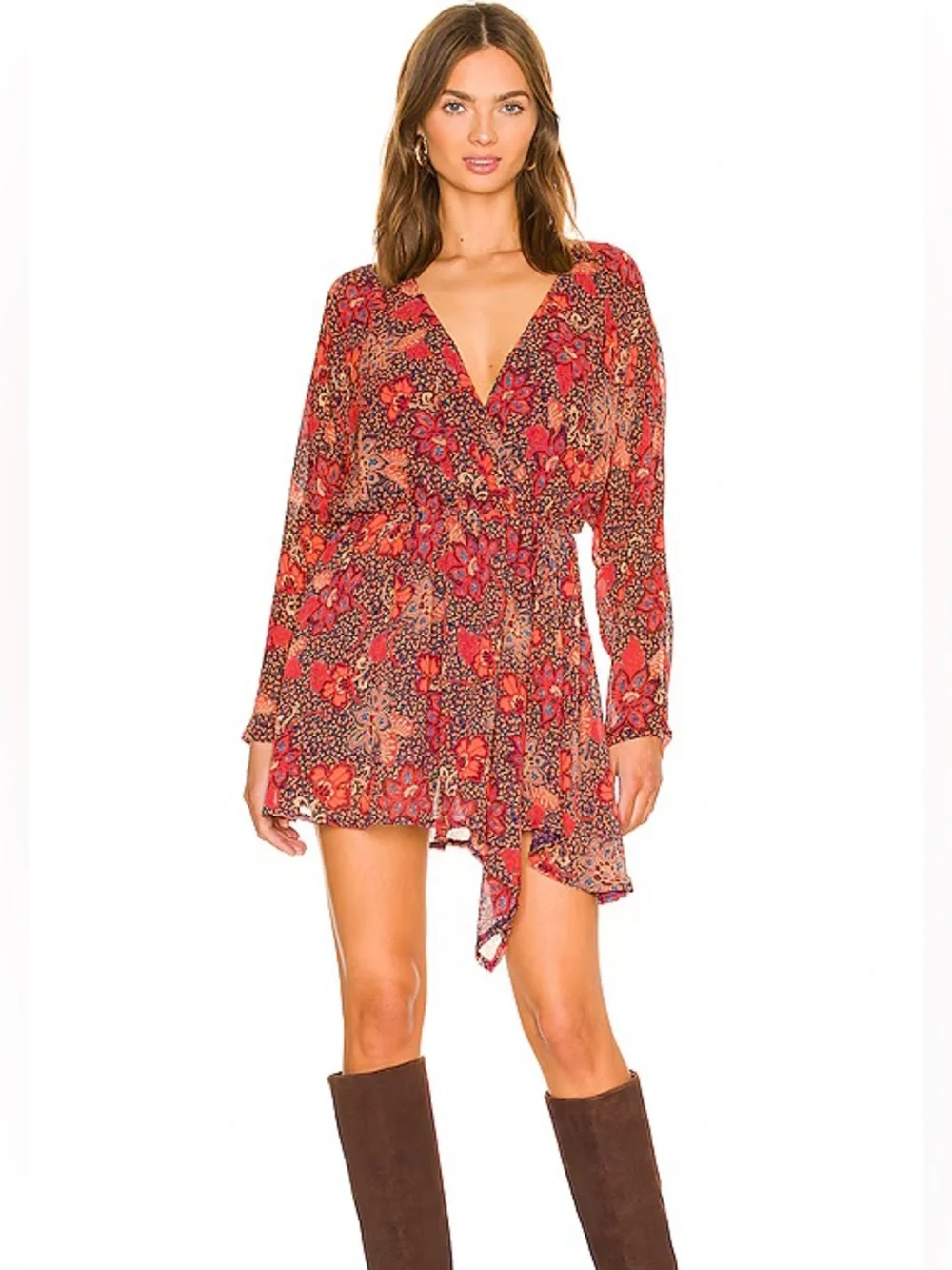 Free people teegan peach combo dress large